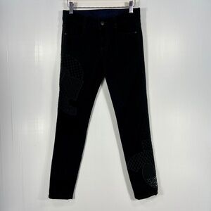 Stella Mccartney Black Denim Jeans Open Mesh‎ Patterned Design Womens Size 25